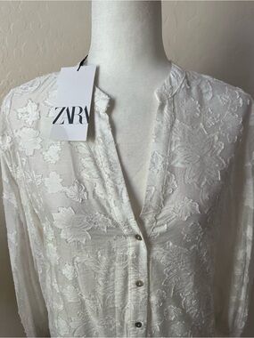 Zara White Lace Blouse XS